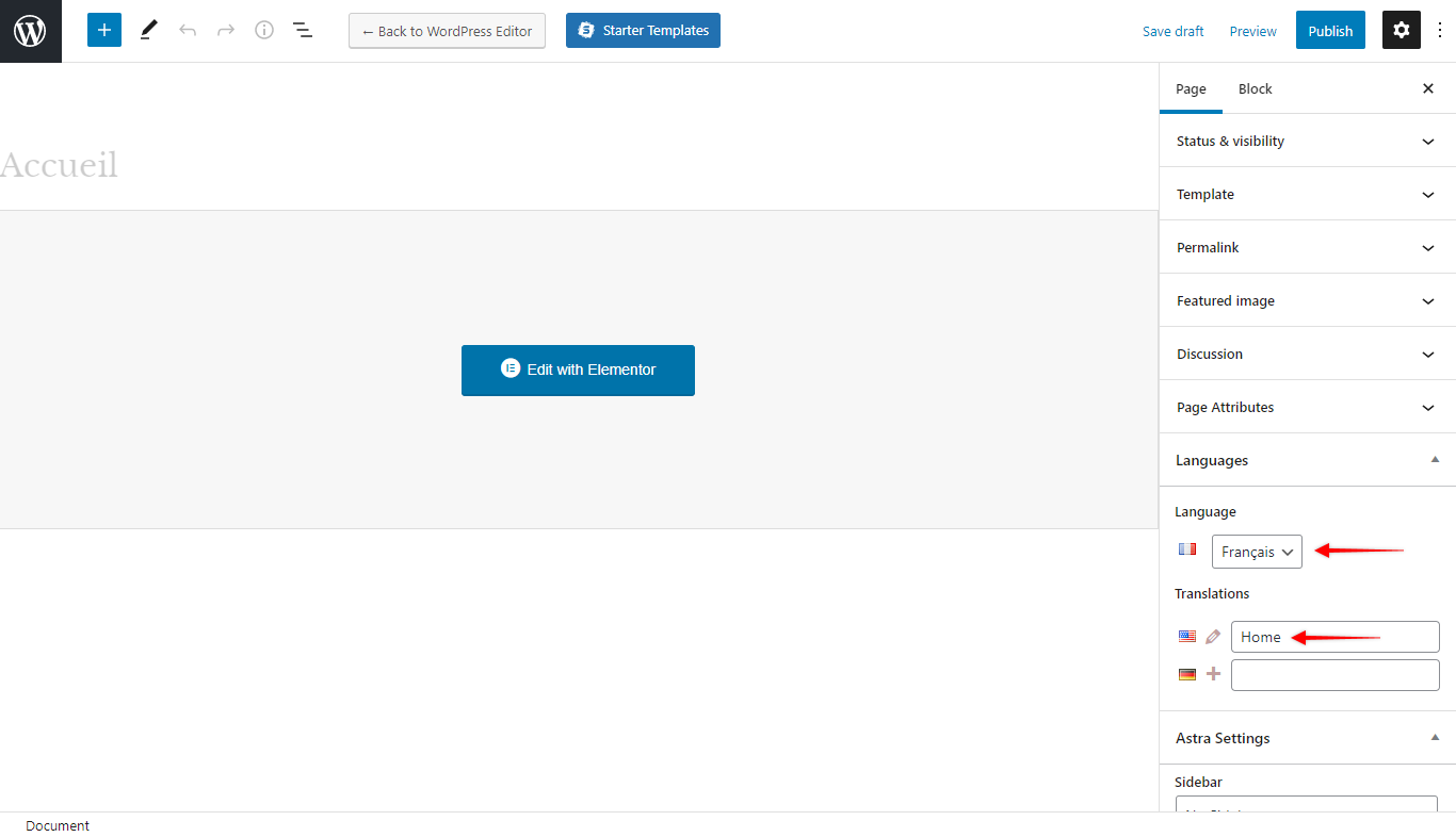 How to Turn Astra Website Multilingual with Polylang? Page Editor Language Settings with Polylang