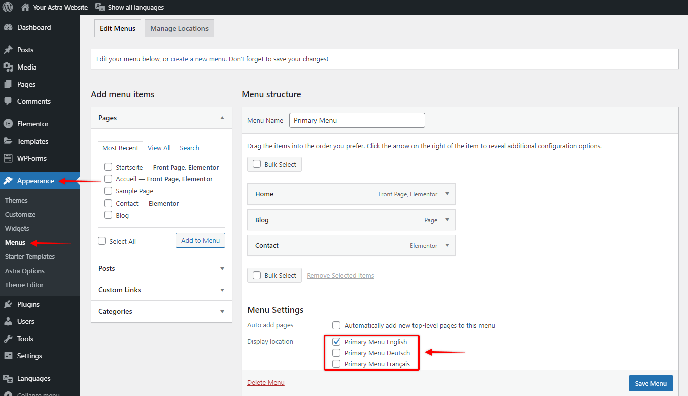 How to Turn Astra Website Multilingual with Polylang? Multilingual Menu with Polylang