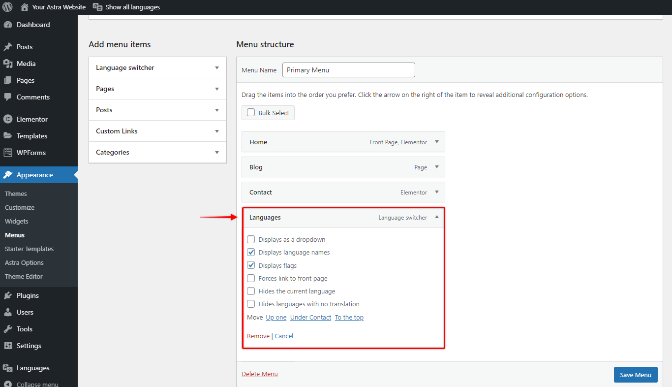 How to Turn Astra Website Multilingual with Polylang? Adding Language Switcher