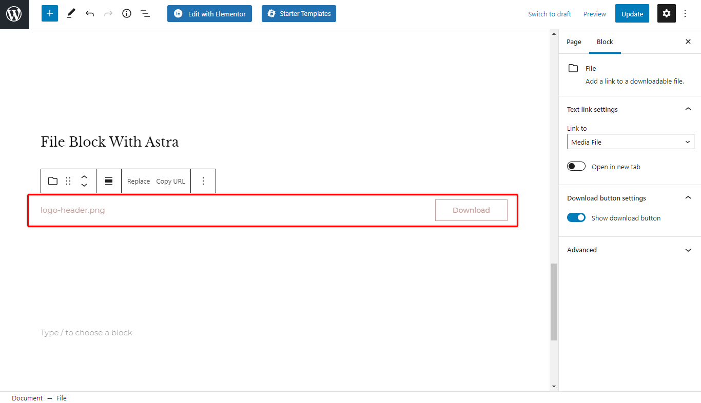 Gutenberg Editor And Frontend UI Improvements With Astra (3.7.4) Gutenberg UI Improvements - File Block