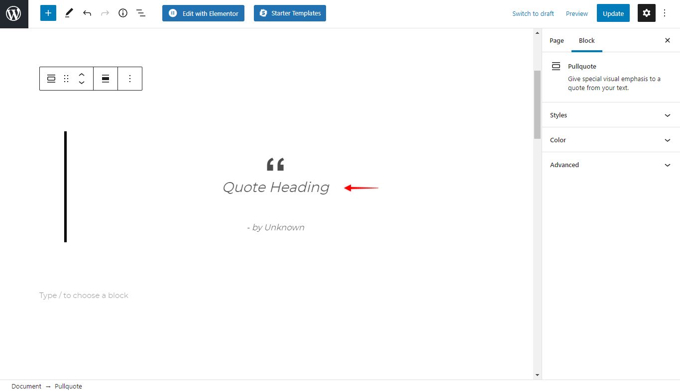 Gutenberg Editor And Frontend UI Improvements With Astra (3.7.4) Gutenberg UI Improvements - Pullquote Block