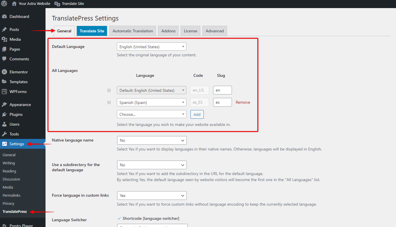 How to Turn Astra Website Multilingual with TranslatePress? Add Languages