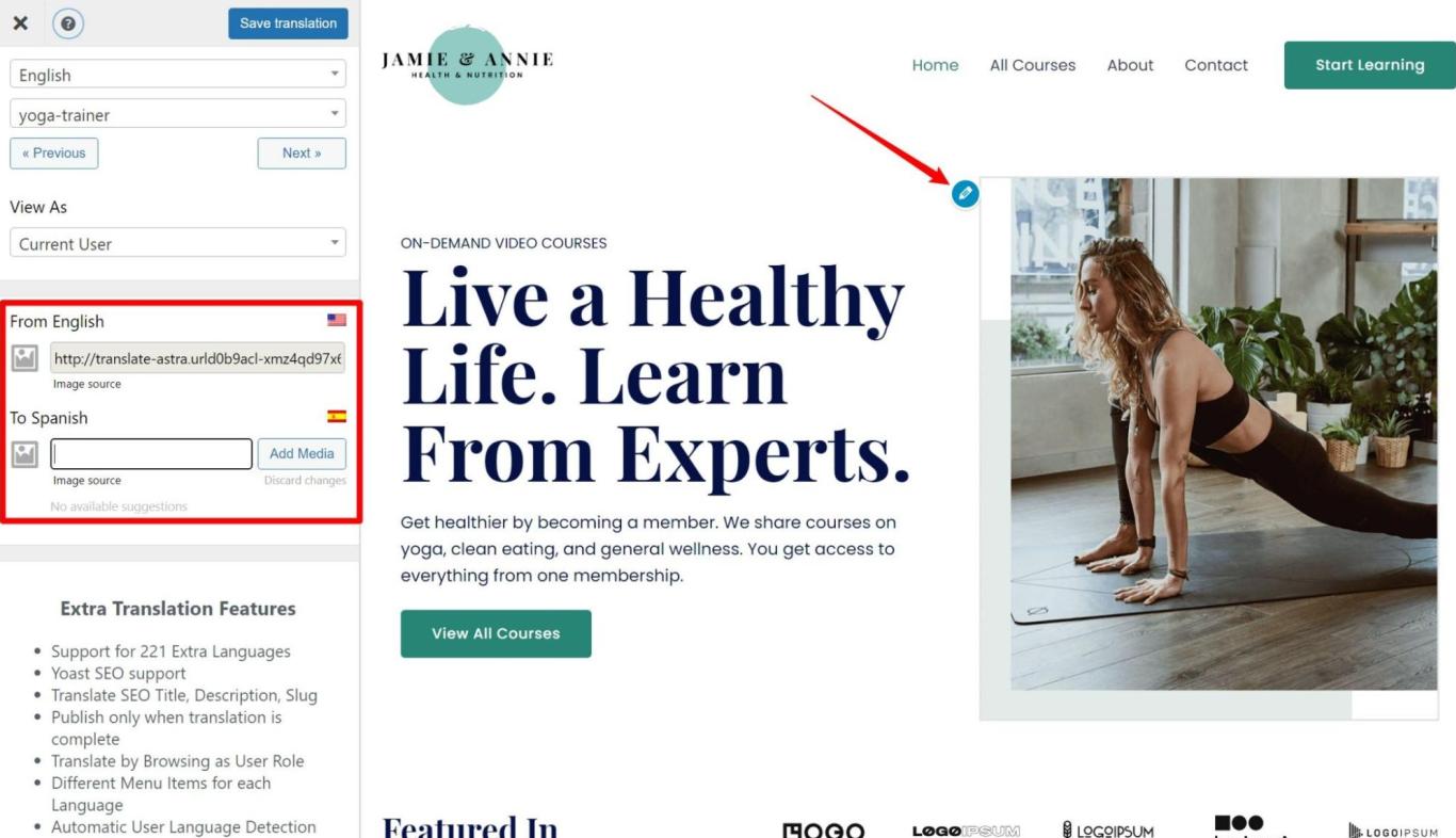 How to Turn Astra Website Multilingual with TranslatePress? Translating Images