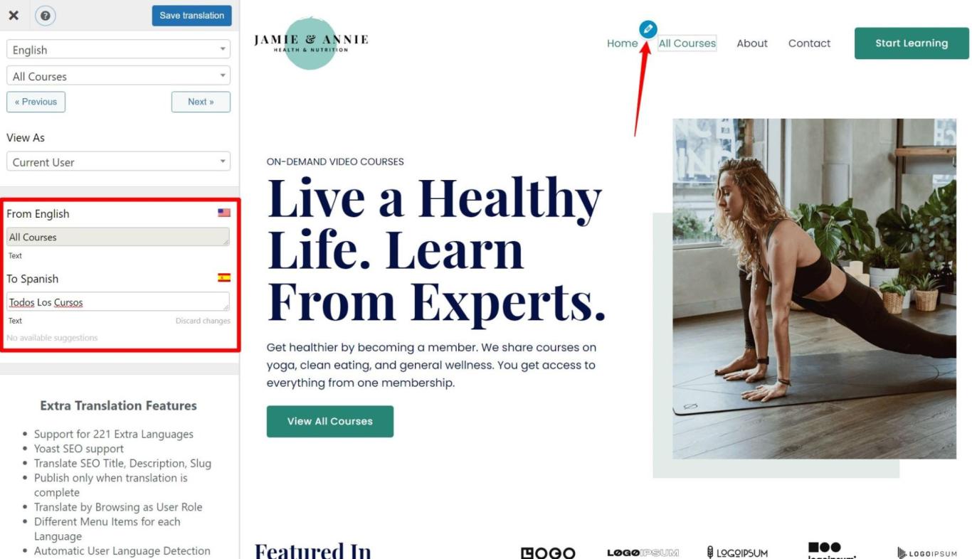 How to Turn Astra Website Multilingual with TranslatePress? Translating Menu