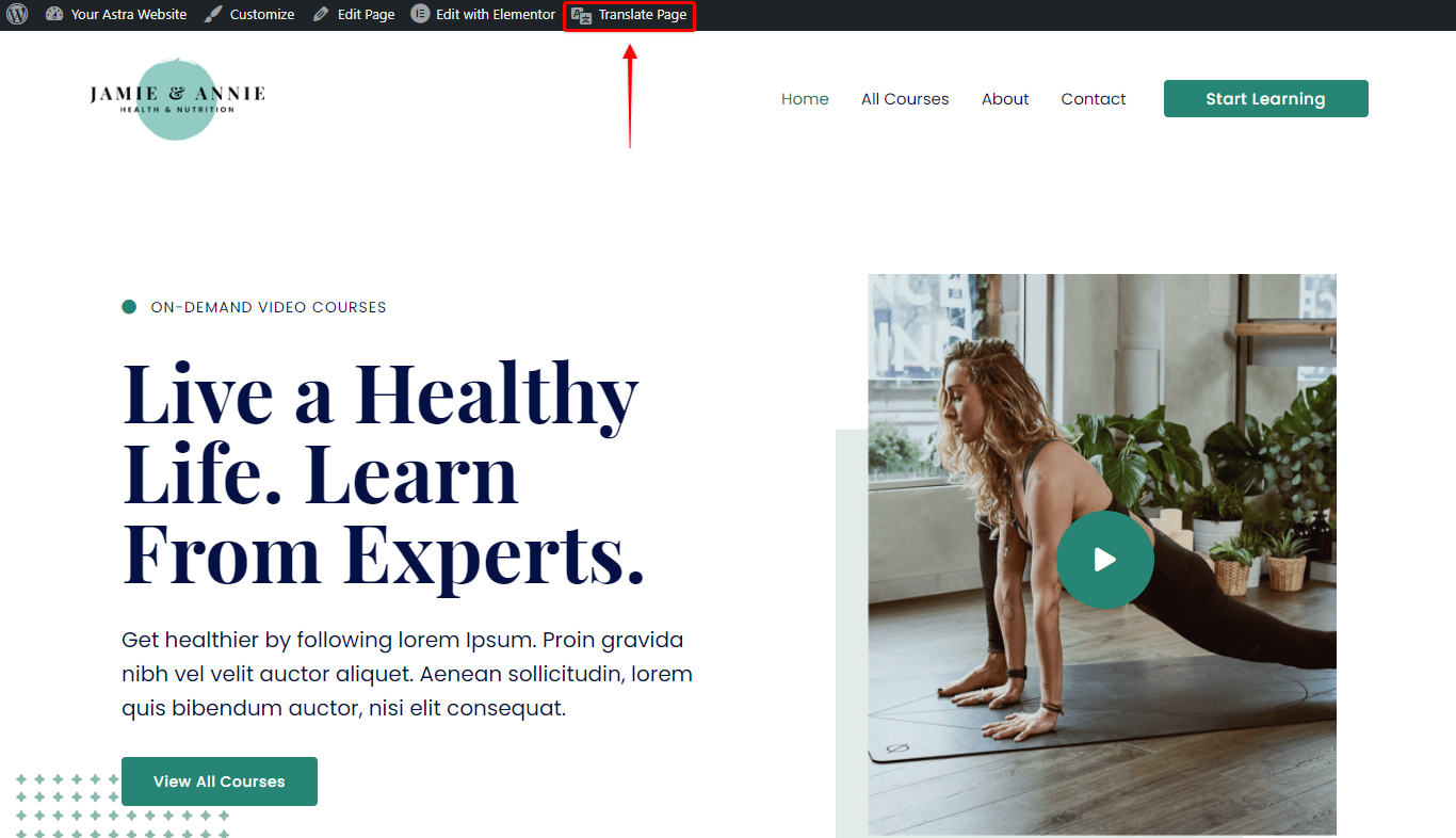 How to Turn Astra Website Multilingual with TranslatePress? Translate Page with TranslatePress