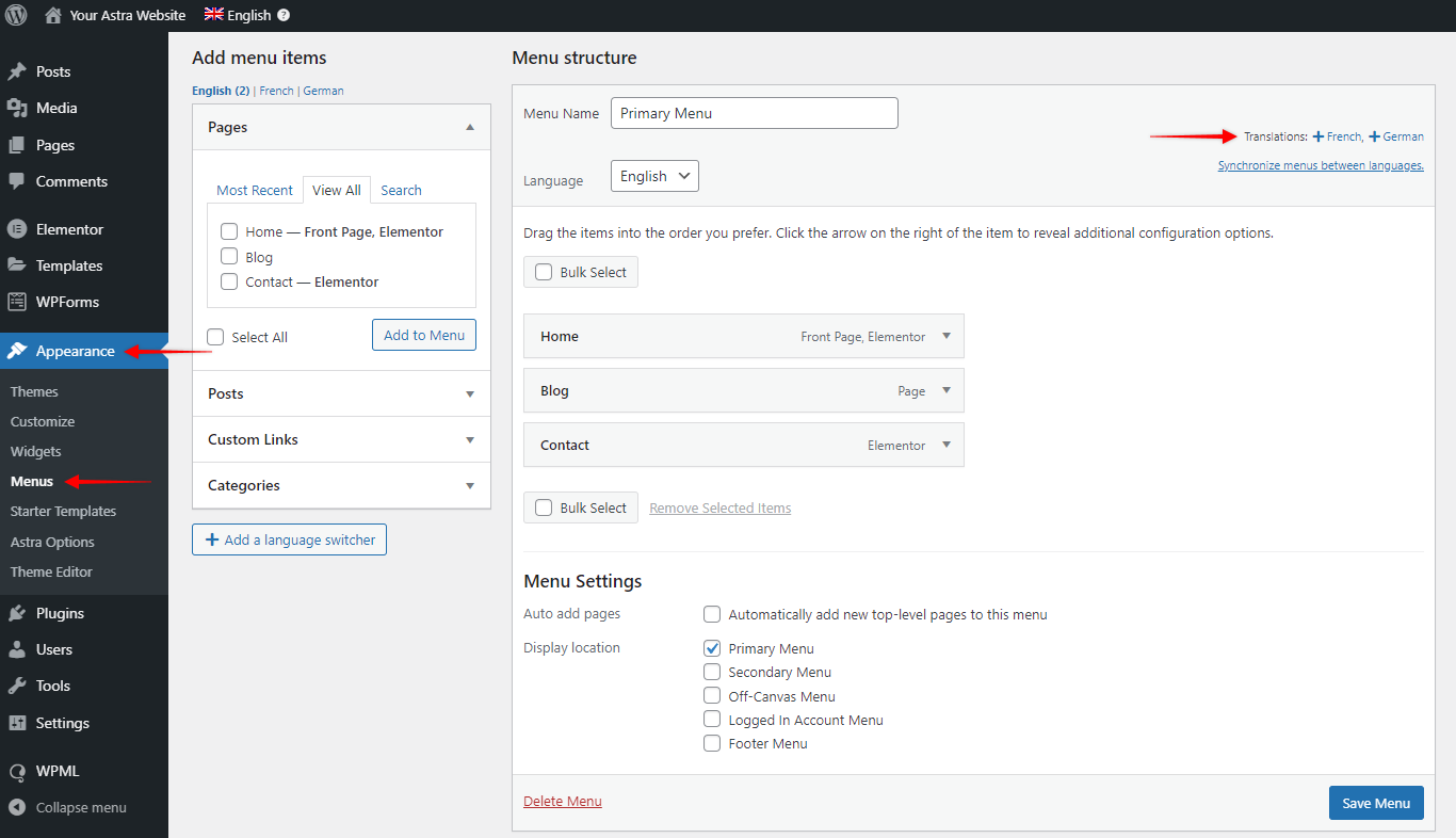 How To Make Astra Multilingual With WPML WPML Menu Translations