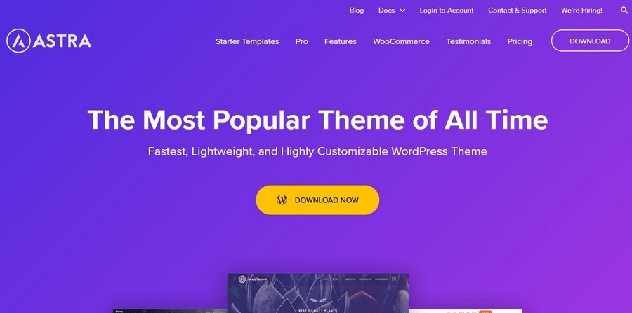 How To Build a Dynamic Website From Scratch With WordPress Astra homepage