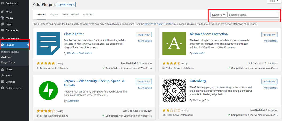How To Install or Add WordPress Plugins (Guide for Beginners) WordPress plugin directory from dashboard