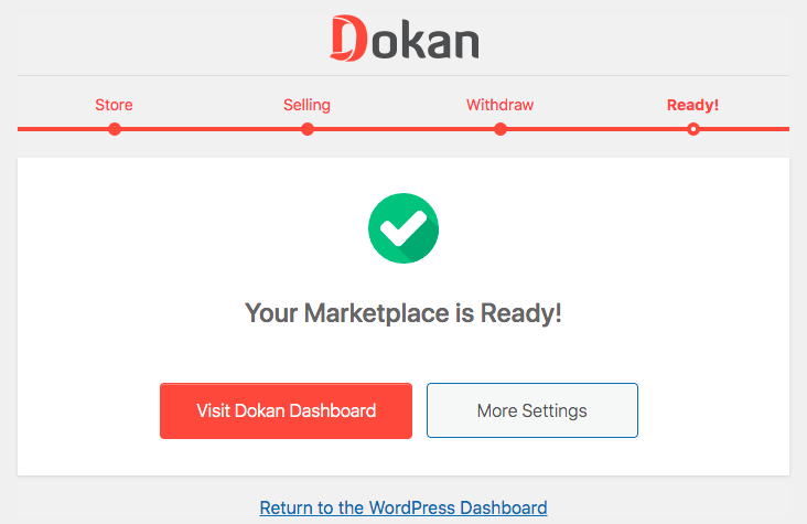 How To Create an Online Marketplace With WordPress - Ultimate Guide Dokan setup complete
