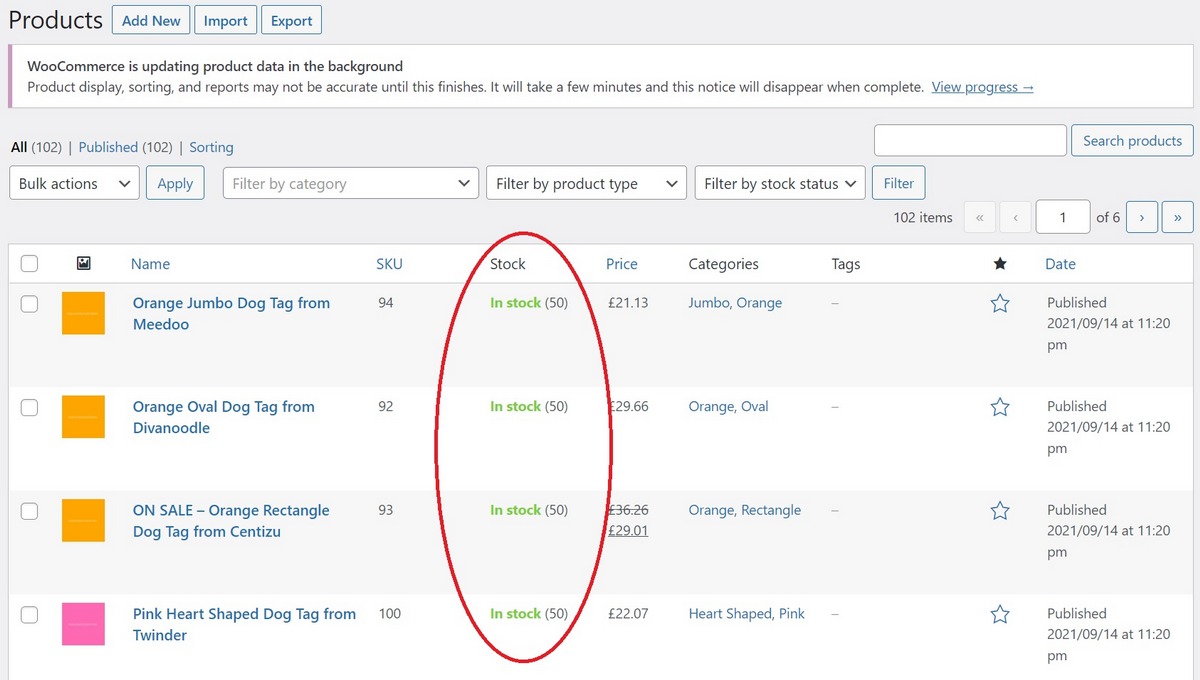 How To Bulk Edit WooCommerce Products – Step by Step Guide Imported WooCommerce product data