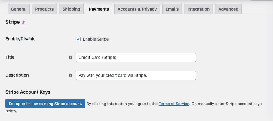 WooCommerce Stripe Setup: Guide to Setting Up Online Payments Stripe Payments Tab