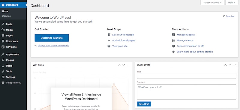 How To Create an Online Marketplace With WordPress - Ultimate Guide WordPress dashboard