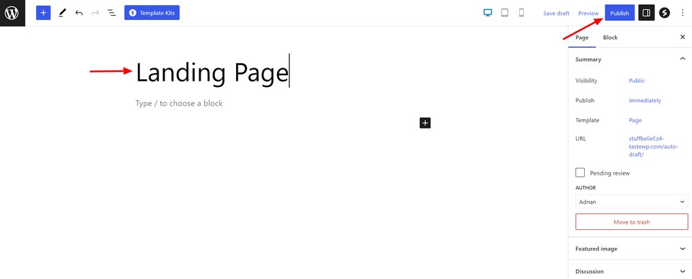 How To Create a Landing Page in WordPress (3 Methods) Add a page title