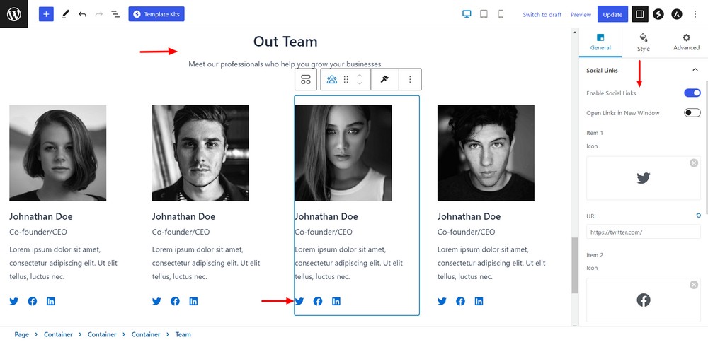 How To Create a Landing Page in WordPress (3 Methods) Add social icon link