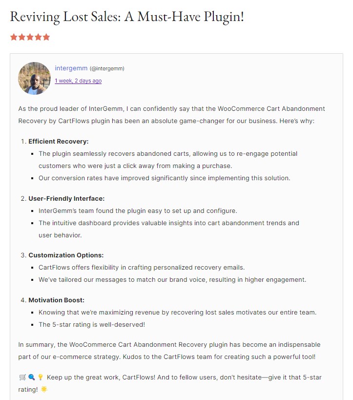 CartFlows Review: Is It Better Than The Competition? cartflows-user-review-4