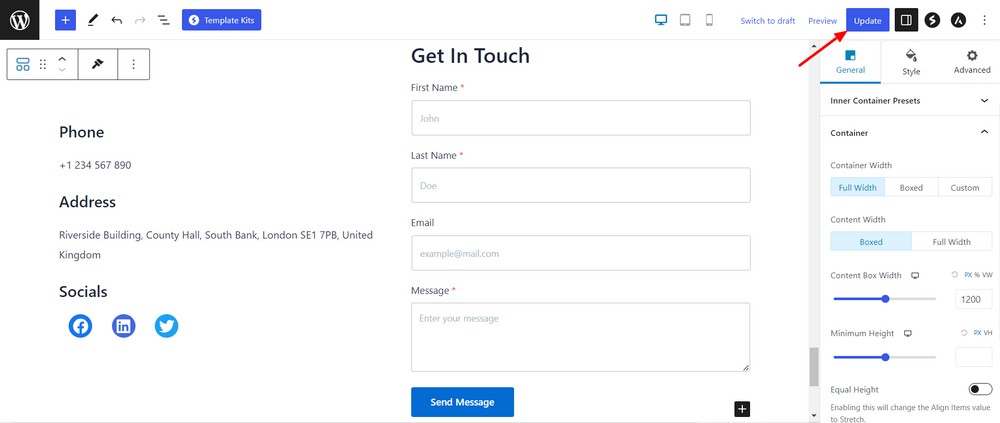 How To Create a Landing Page in WordPress (3 Methods) Click update button