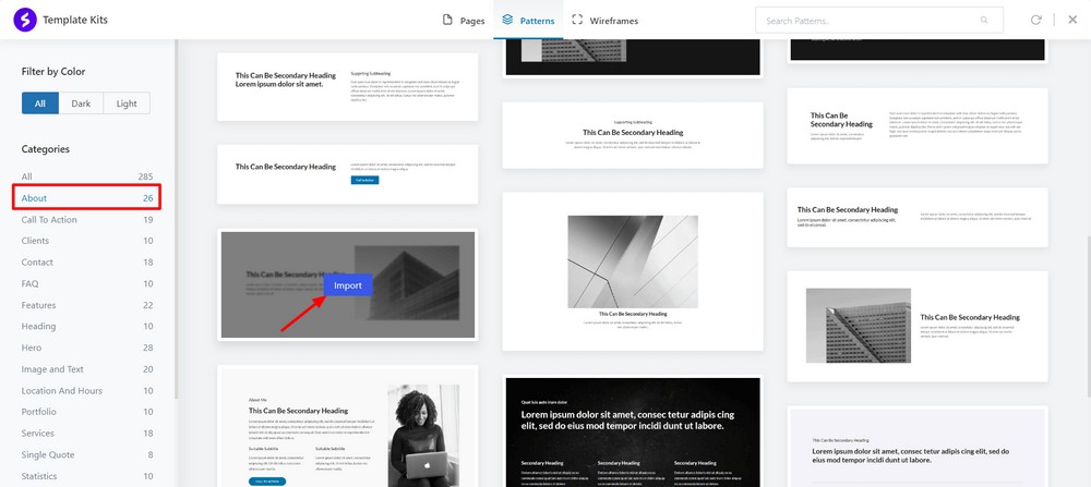 How To Create a Landing Page in WordPress (3 Methods) Import about section