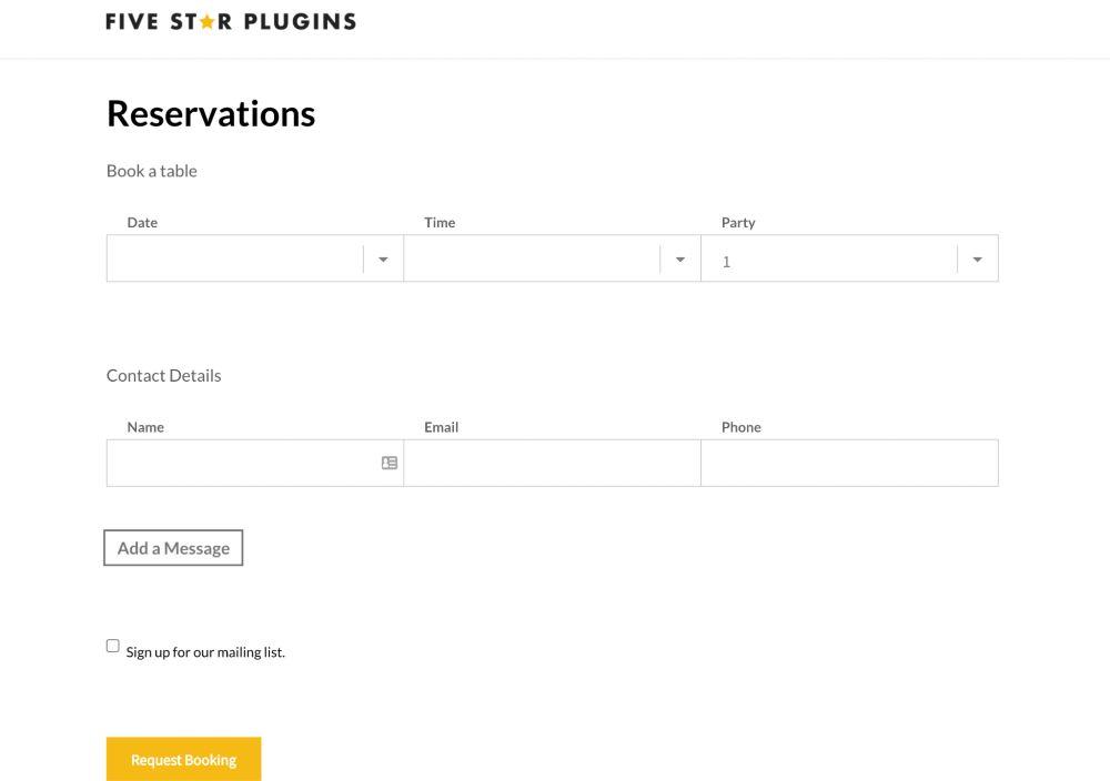 How To Create a Restaurant Website (WordPress Guide) restaurant reservation page