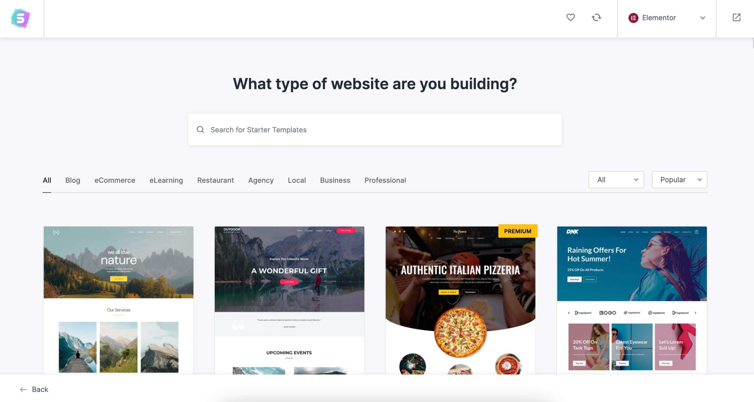 Introducing Starter Templates 3.0: Hundreds of Templates, Millions of Possibilities! 🎉 Starter Templates 3.0 - search screen