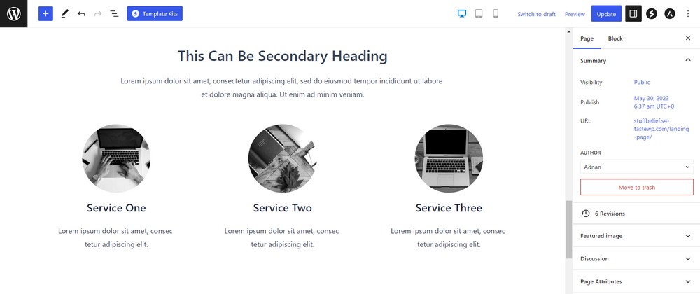 How To Create a Landing Page in WordPress (3 Methods) Service area added