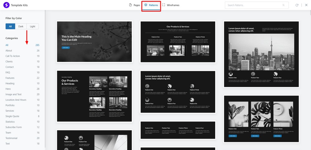 How To Create a Landing Page in WordPress (3 Methods) Spectra Patterns list