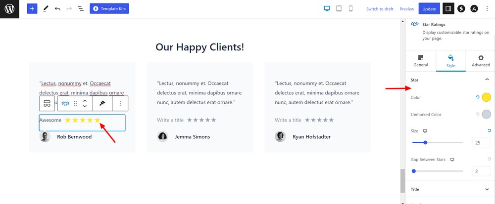 How To Create a Landing Page in WordPress (3 Methods) Style star ratings
