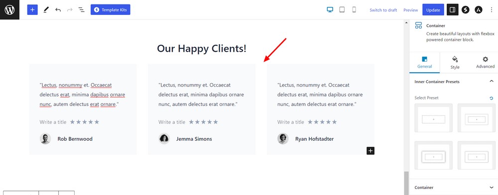 How To Create a Landing Page in WordPress (3 Methods) Testimonial area added