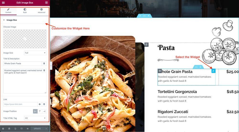 How To Create a Restaurant Website (WordPress Guide) Elementor Image Box Settings