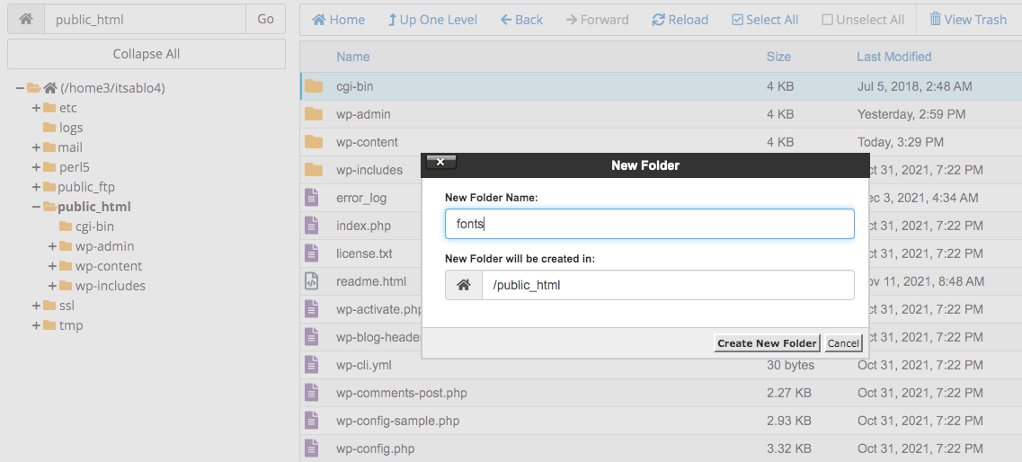 How To Change Font in WordPress – 7 Ways That Take Less Than a Minute! Create folder using File Manager