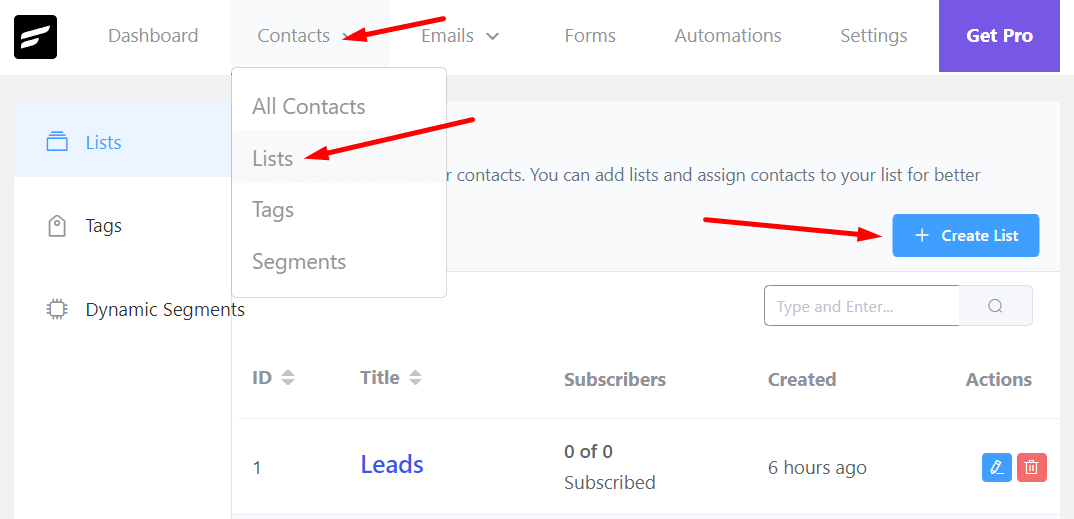 WordPress Email Marketing: In-Depth Tutorial, Useful Plugins and Automations FluentCRM contact create list