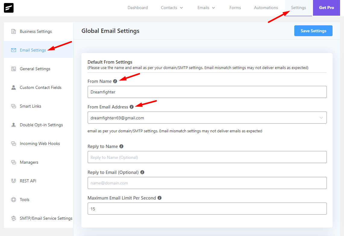 WordPress Email Marketing: In-Depth Tutorial, Useful Plugins and Automations FluentCRM email settings