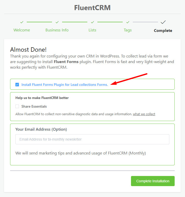 WordPress Email Marketing: In-Depth Tutorial, Useful Plugins and Automations FluentCRM setup final stage