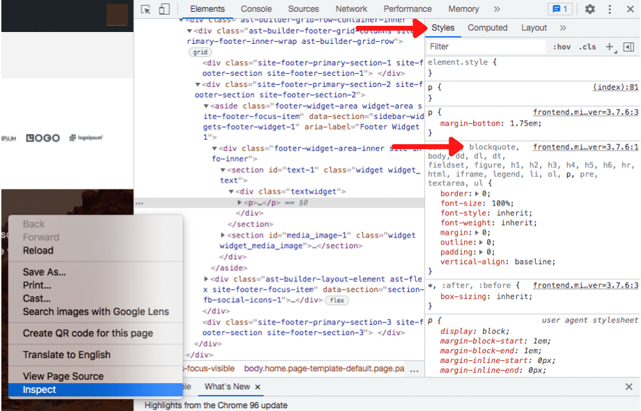How To Change Font in WordPress – 7 Ways That Take Less Than a Minute! Inspecting code to get font details