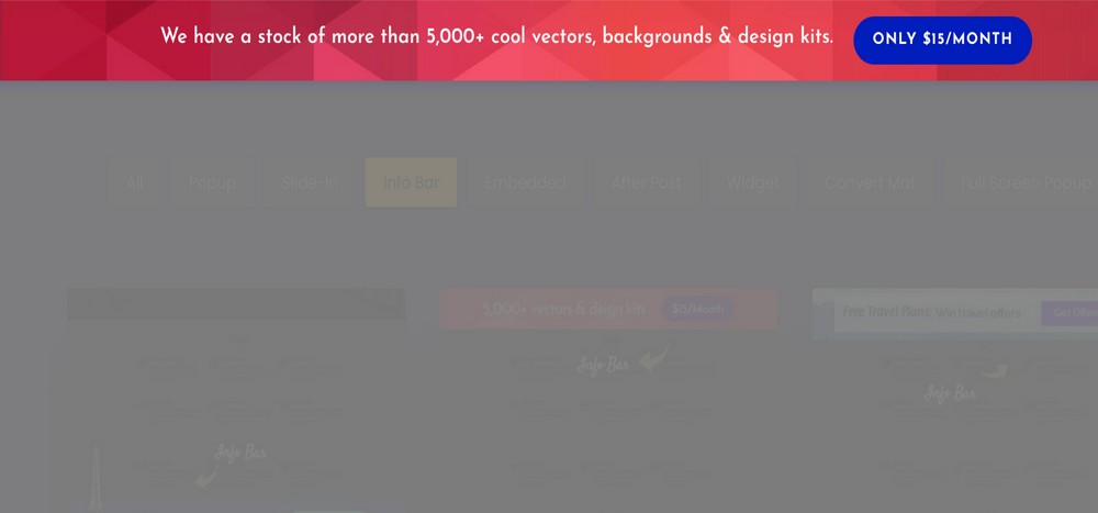 How To Create an Email List Using WordPress - Beginner's Guide Convert Pro sticky bar example