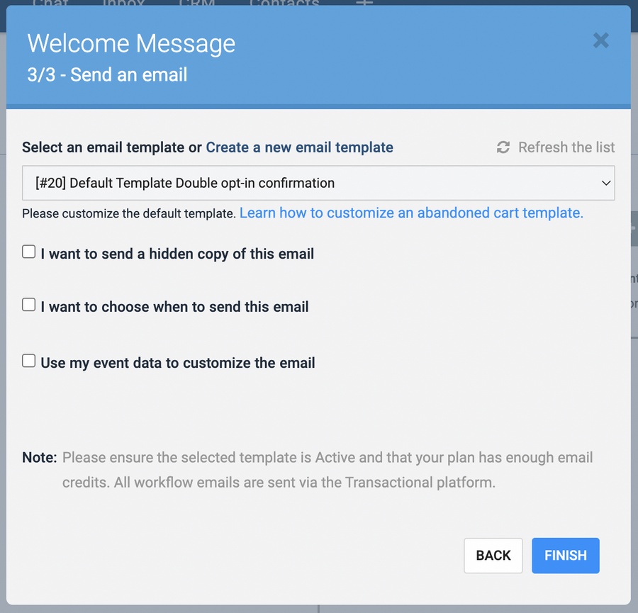 WordPress Newsletters: 9 Effective Plugins + How To Guide SendinBlue welcome message step 3