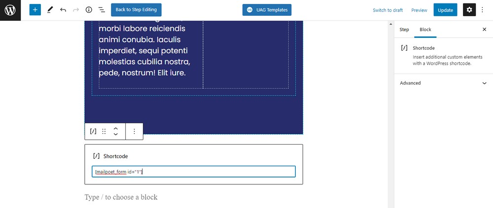 WordPress Sales Funnels: Step by Step Guide for Beginners Adding shortcode in the page