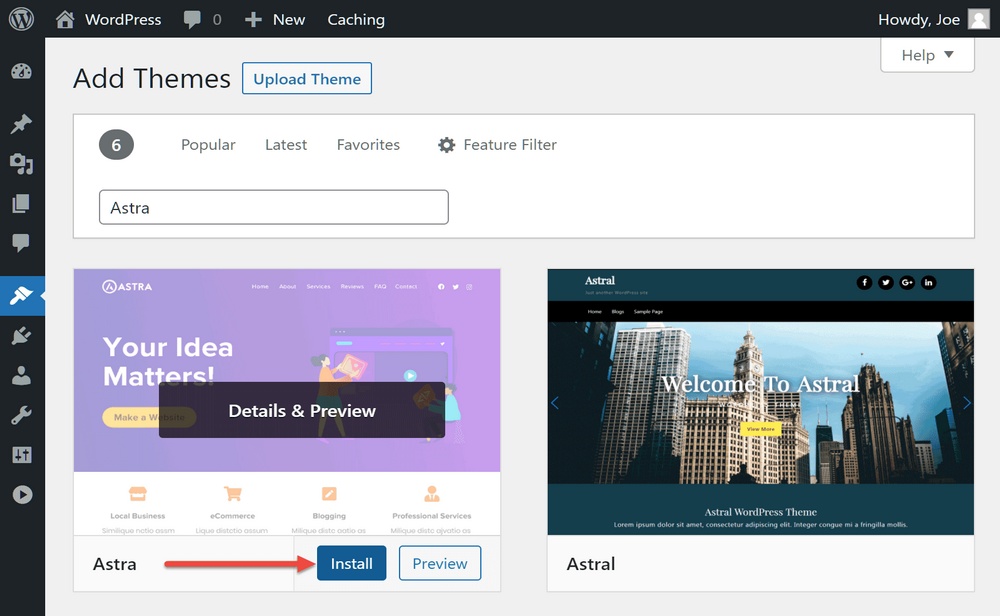 How To Create Mega Menu in WordPress – Mega Menus Made Easy! Install Astra theme from WordPress dashboard