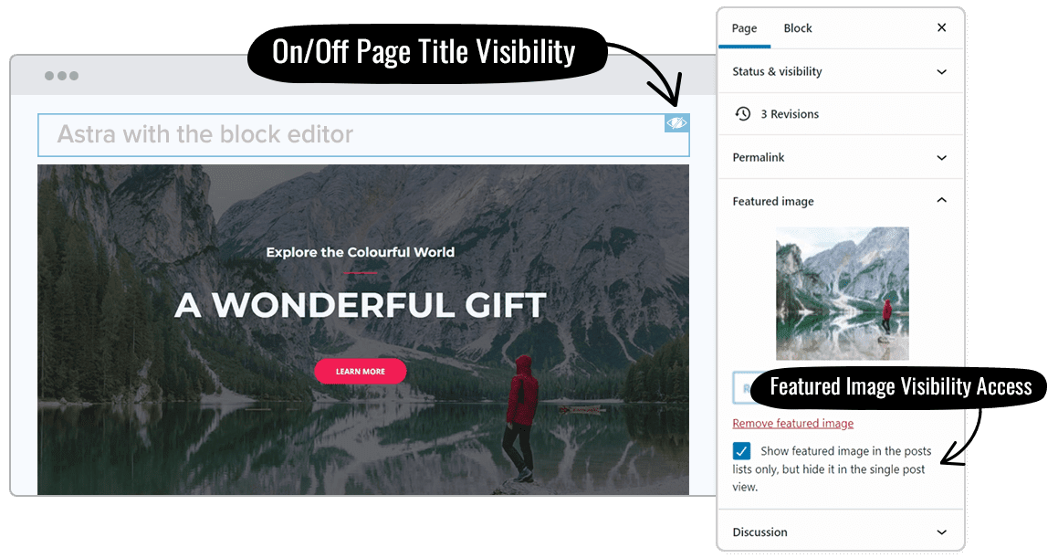 Experience the All-New Block Editor With Astra 3.8 Astra title visibility