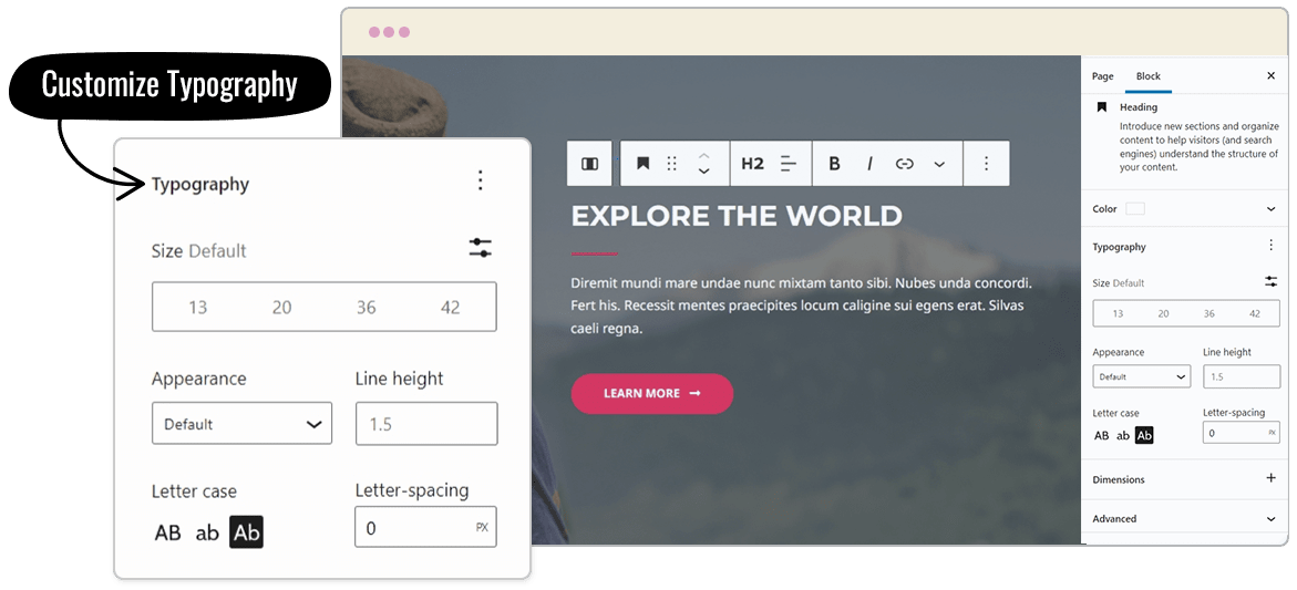 Experience the All-New Block Editor With Astra 3.8 Astra typography addition for gutenberg
