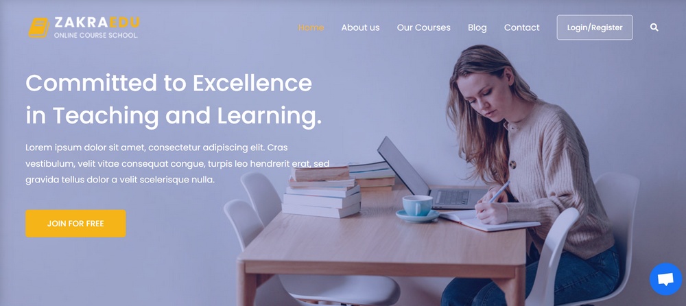 15 Best WordPress LMS Themes for Elearning Websites (Free and Paid Options) zakra education demo template