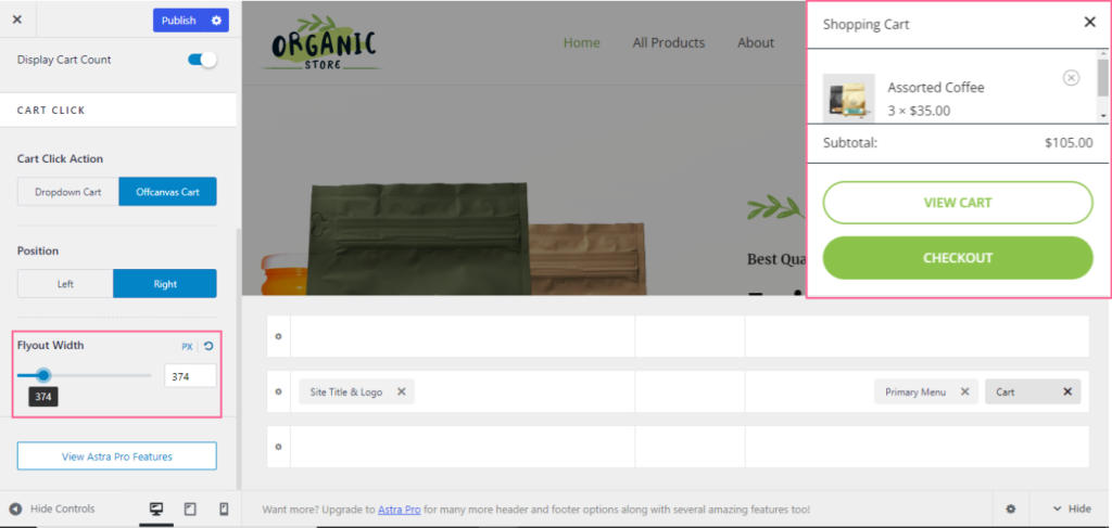 Improvement: WooCommerce - Modify the Cart label design Ast Woocom Cart Cart Off Canvas Flyout 1024x487