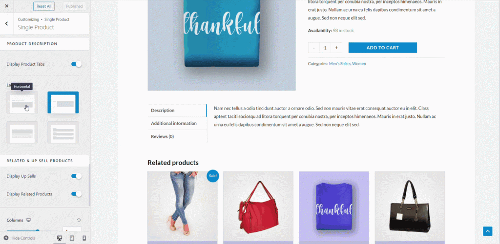Astra WooCommerce update (version 3.9.0) Single Product Page New design layouts for Product Description tabs