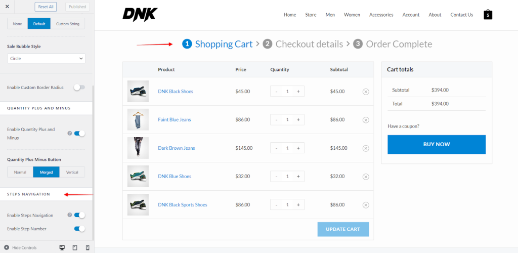 Astra WooCommerce update (version 3.9.0) Misc Update Steps navigation for shop funnel