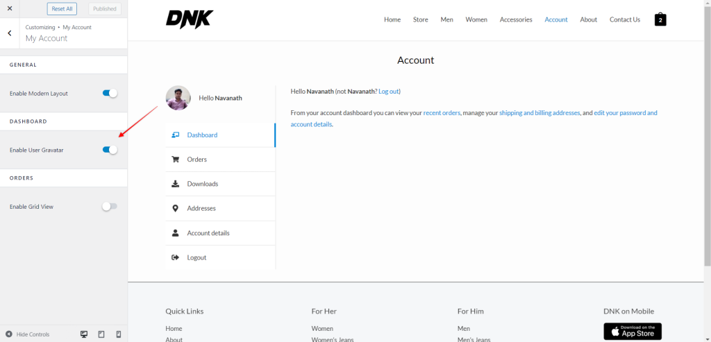 Astra WooCommerce update (version 3.9.0) My Account Page gravatars