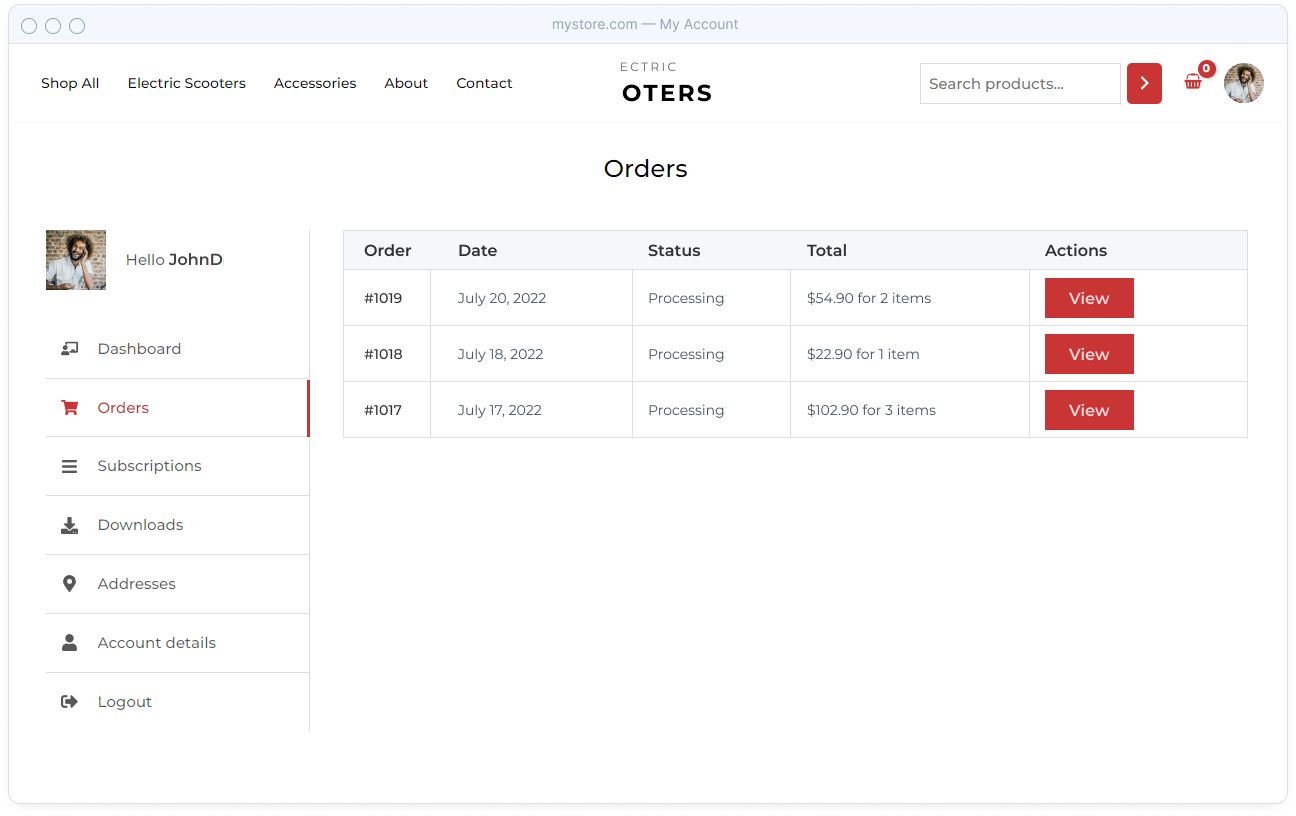 Introducing Astra 3.9: Create the Ultimate Shopping Experience Astra 3.9 modern WooCommerce account page 2