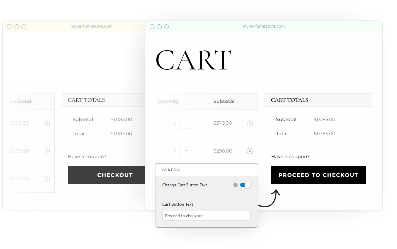 Introducing Astra 3.9: Create the Ultimate Shopping Experience Astra's settings for WooCommerce cart button