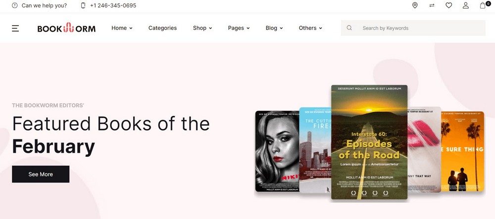 26 Best Bookstore WordPress Themes for Selling Books Bookworm theme