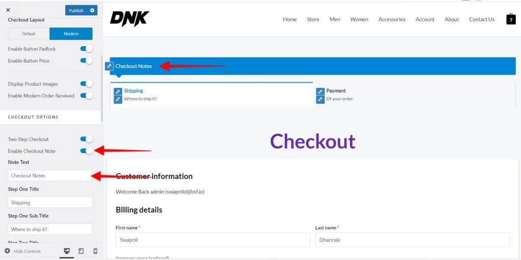 Improvements on the CheckOut page(Astra 3.9.0) Check Out Note 1024x511