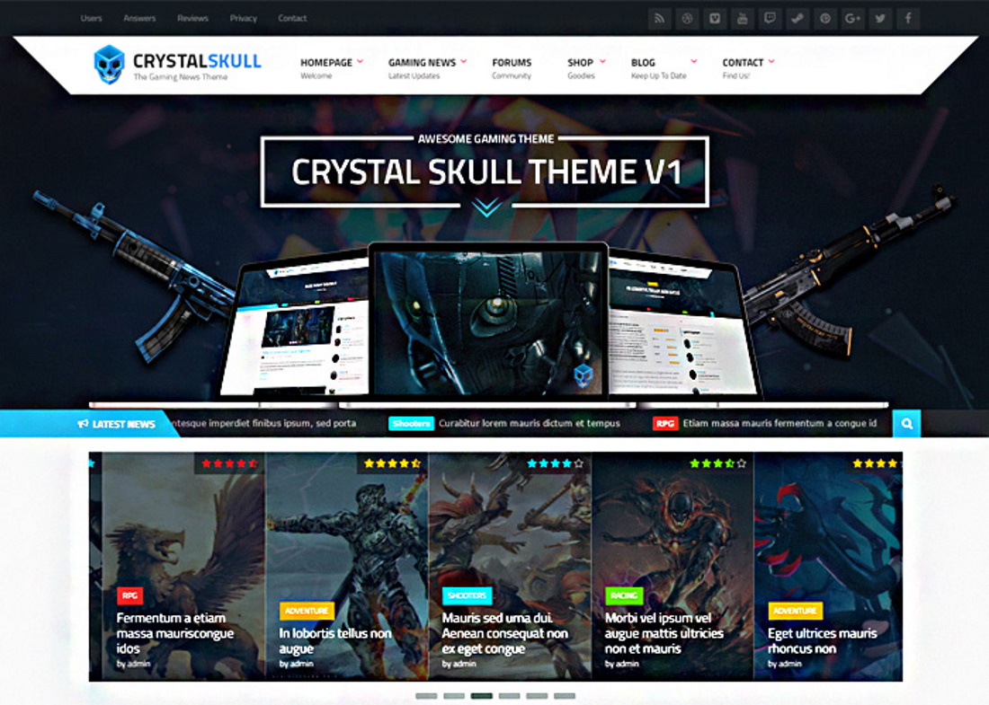 25 Best WordPress Gaming Themes - Free and Premium Options CrystalSkull WordPress theme