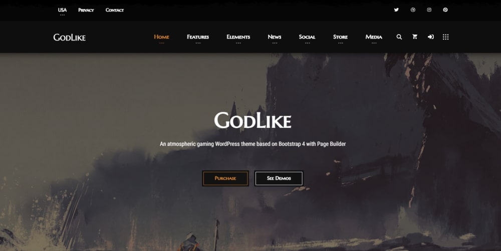 25 Best WordPress Gaming Themes - Free and Premium Options Godlike WordPress theme